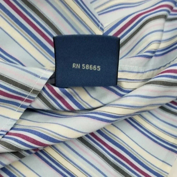 Faconnable Men's Blue Striped Button Down Shirt Lg - Picture 5 of 6